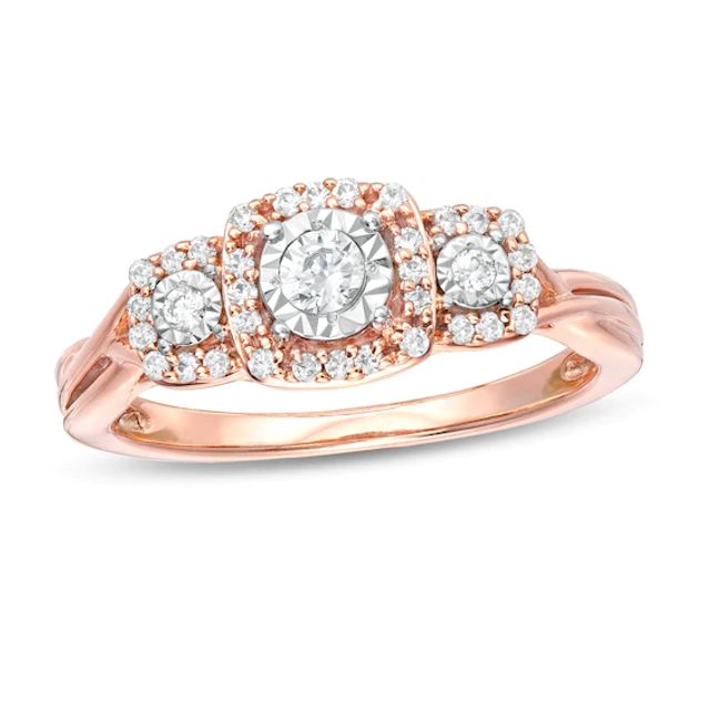 1/4 CT. T.w. Diamond Past Present FutureÂ® Promise Ring in 10K Rose Gold