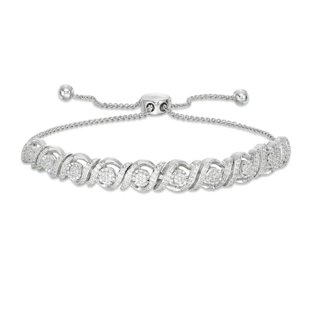 1/2 CT. T.w. Diamond Cascading Bolo Bracelet in Sterling Silver - 9.5"