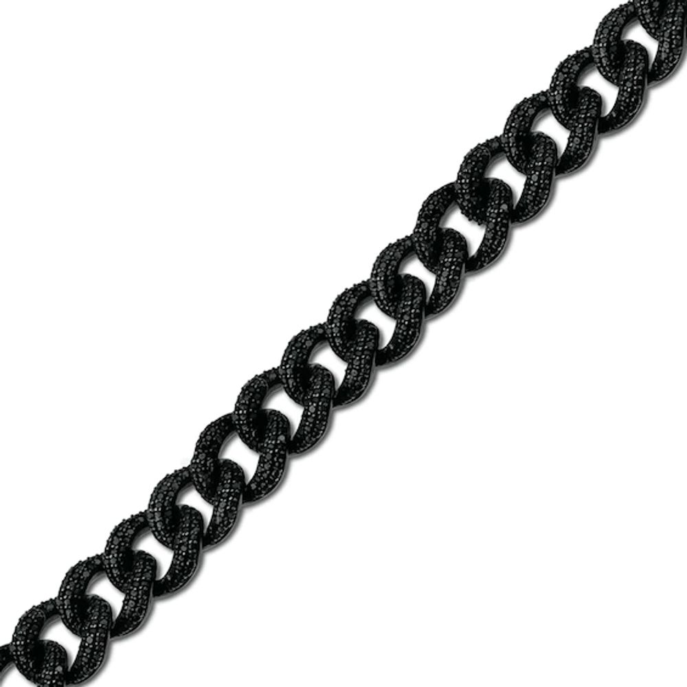 Men's 1 CT. T.w. Black Diamond Curb Chain Bracelet in Solid Sterling Silver with Black Rhodium - 8.0."