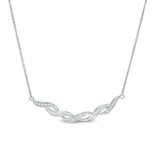 1/5 CT. T.w. Diamond Cascading Ribbon Necklace in Sterling Silver