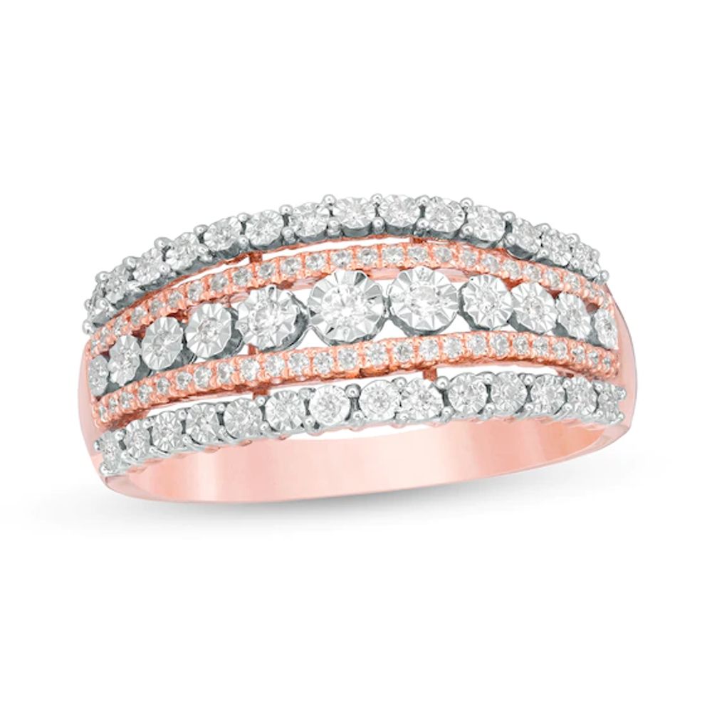 1/4 CT. T.w. Diamond Multi-Row Ring in 10K Rose Gold