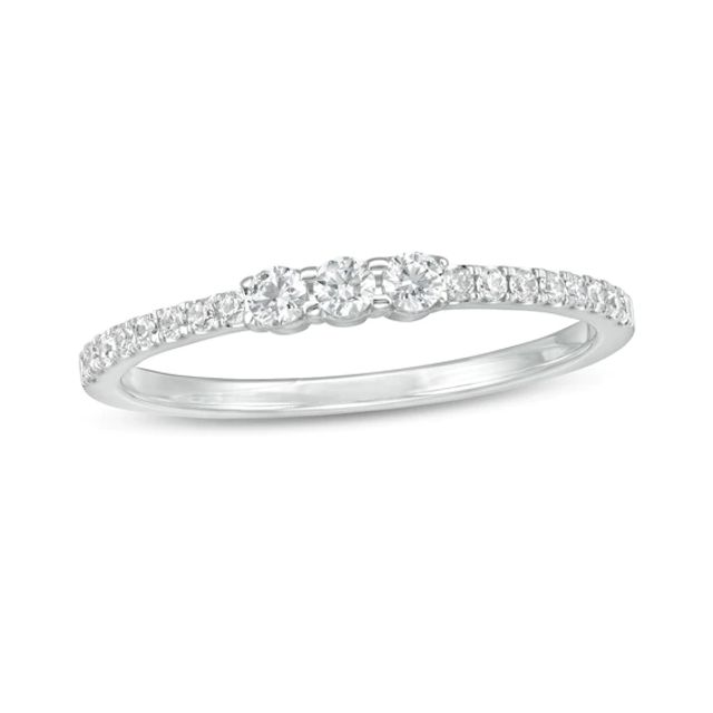 1/4 CT. T.w. Diamond Three Stone Anniversary Band in 14K White Gold