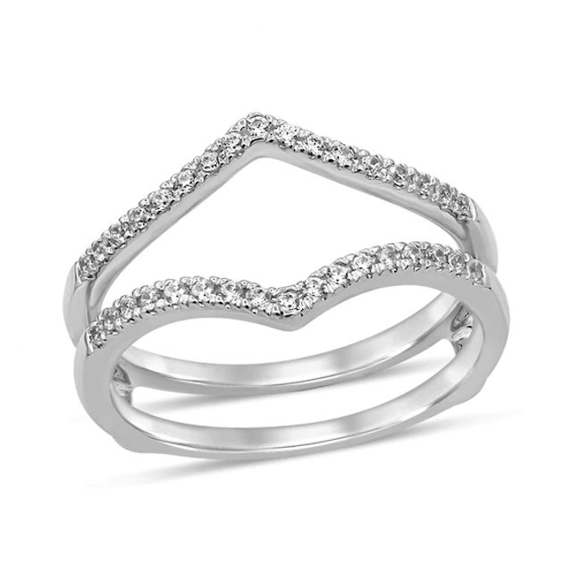 1/5 CT. T.w. Diamond Chevron Solitaire Enhancer in 10K White Gold