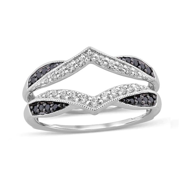 1/3 CT. T.w. Enhanced Black and White Diamond Vintage-Style Solitaire Enhancer in 14K White Gold