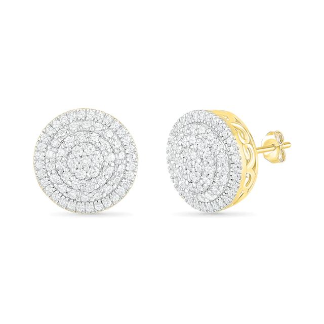 1 CT. T.w. Composite Diamond Triple Frame Stud Earrings in 10K Gold