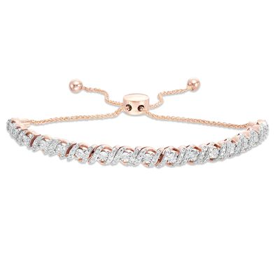 1/2 CT. T.w. Diamond Cascading Bolo Bracelet in 10K Rose Gold - 9.5"