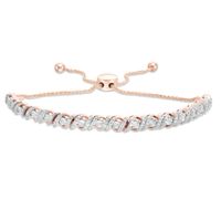1/ CT. T.w. Diamond Cascading Bolo Bracelet in 10K Rose Gold
