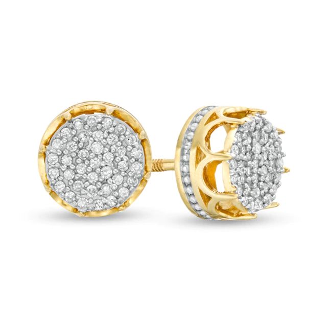 Men's 1/6 CT. T.w. Composite Diamond Frame Crown Stud Earrings in 10K Gold