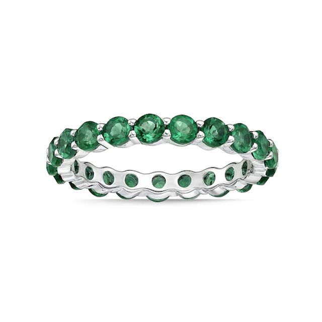 3.0mm Lab-Created Emerald Eternity Band Sterling Silver