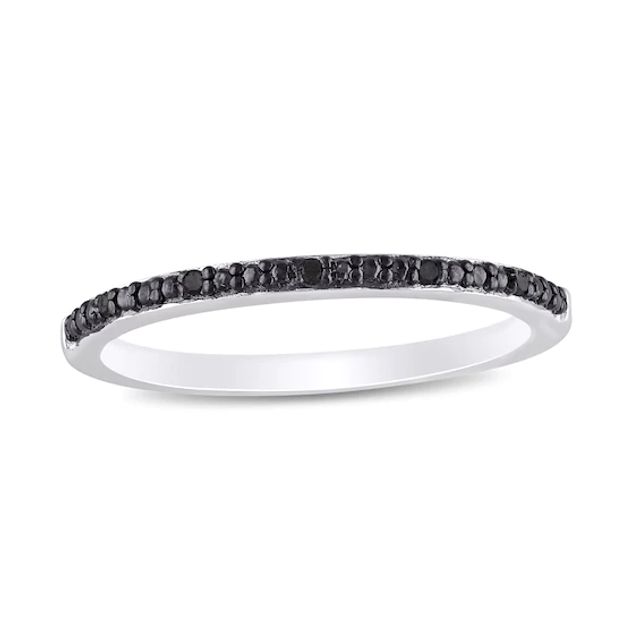 Black Diamond Accent Band Sterling Silver and Rhodium