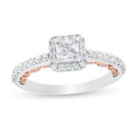 1 CT. T.w. Princess-Cut Diamond Frame Engagement Ring in 14K Two-Tone Gold