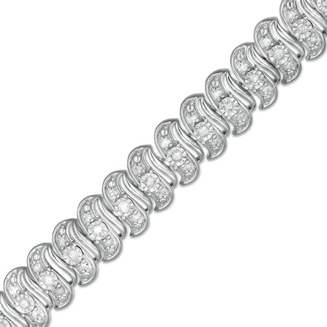 1 CT. T.w. Diamond Cascading Tennis-Style "S" Bracelet in Sterling Silver - 7.25"