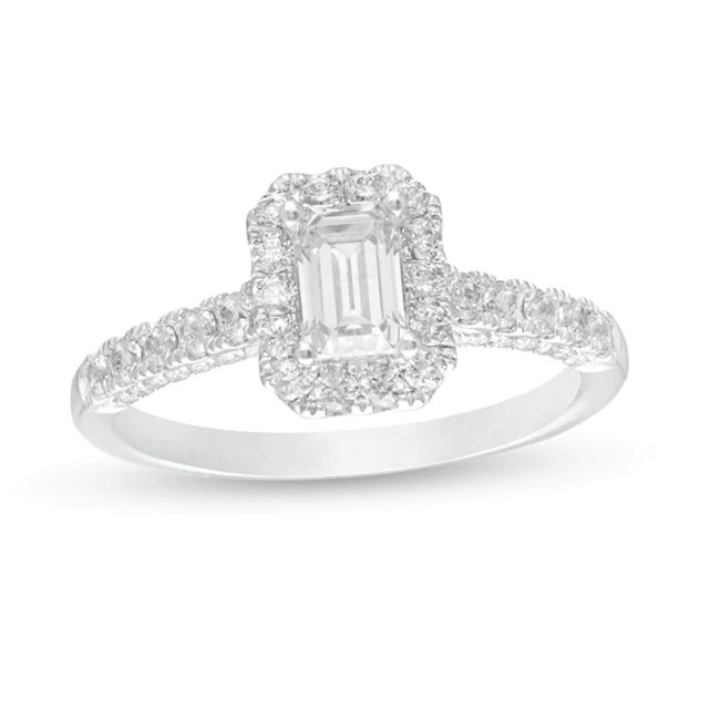1-1/4 CT. T.w. GIA-Graded Emerald-Cut Diamond Frame Engagement Ring in 14K White Gold (I/Vs2)