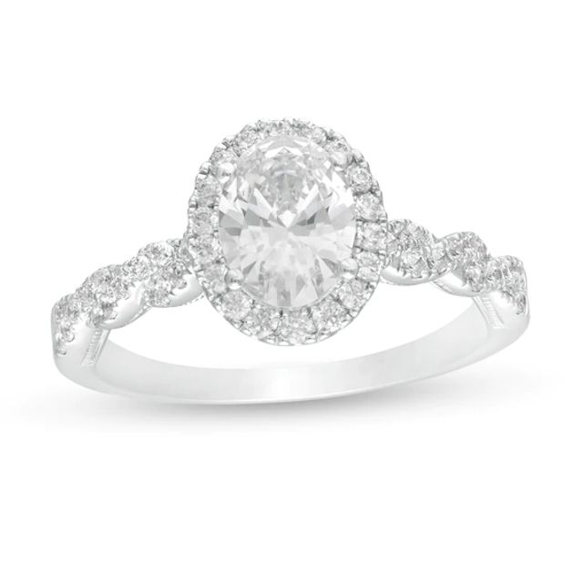 1-3/8 CT. T.w. GIA-Graded Oval Diamond Frame Vintage-Style Engagement Ring in 14K White Gold (I/Si2)