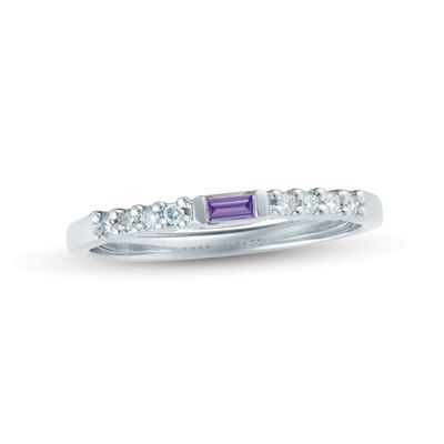 Sideways Baguette Birthstone Stackable Ring by ArtCarved (1 Stone)