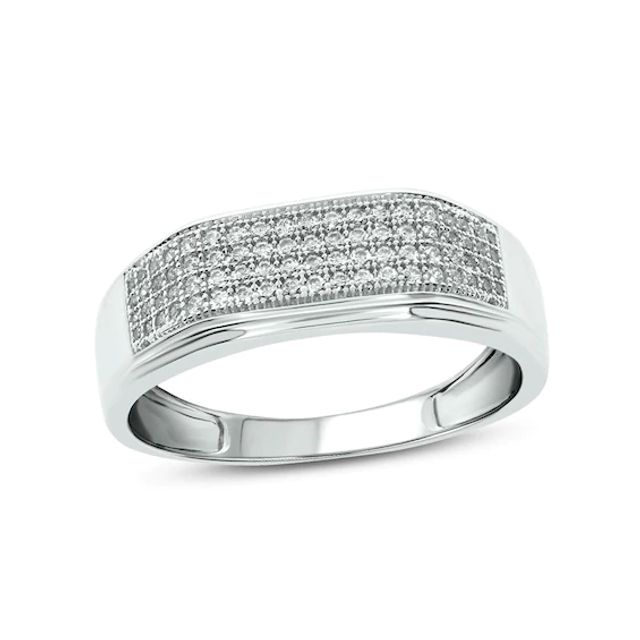 Men's 3/8 CT. T.w. Diamond Rectangular Wedding Band in 10K White Gold