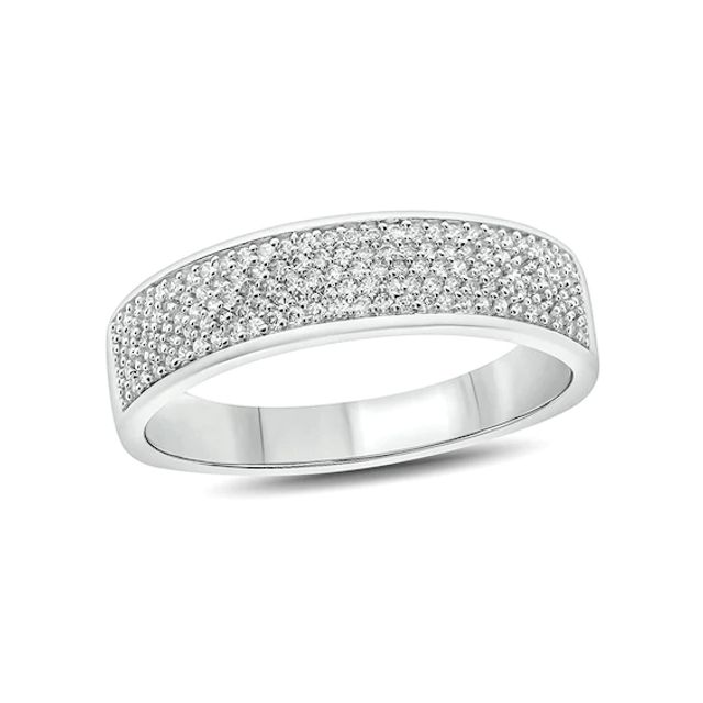 Men's 1/2 CT. T.w. Diamond Multi-Row Wedding Band in 10K White Gold