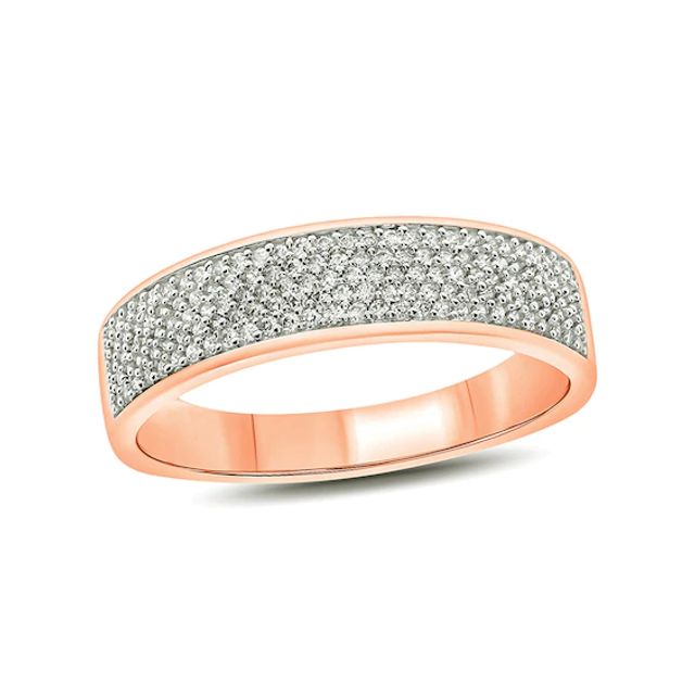 Men's 1/2 CT. T.w. Diamond Multi-Row Wedding Band in 10K Rose Gold