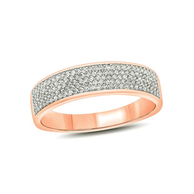 Men's 1/2 CT. T.w. Diamond Multi-Row Wedding Band in 14K Rose Gold