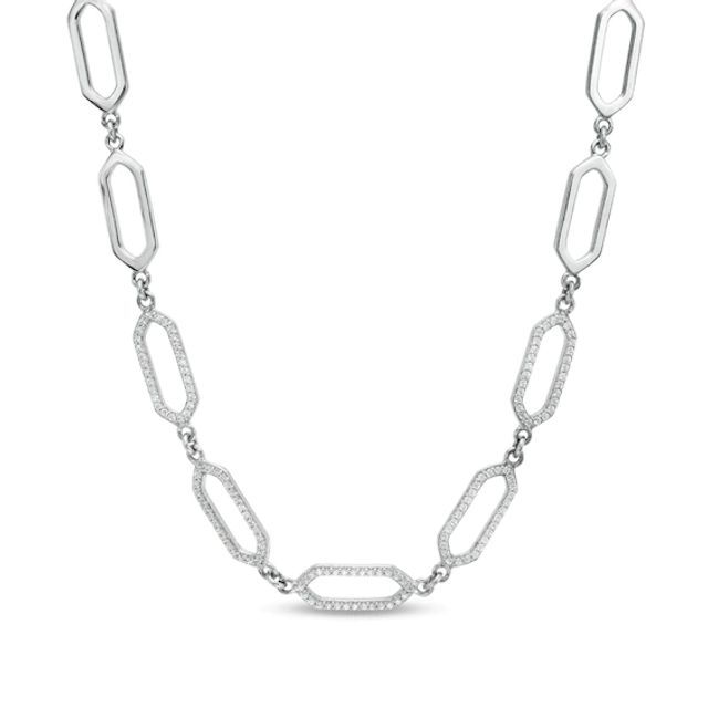 3/8 CT. T.w. Diamond Paper Clip Link Necklace in Sterling Silver