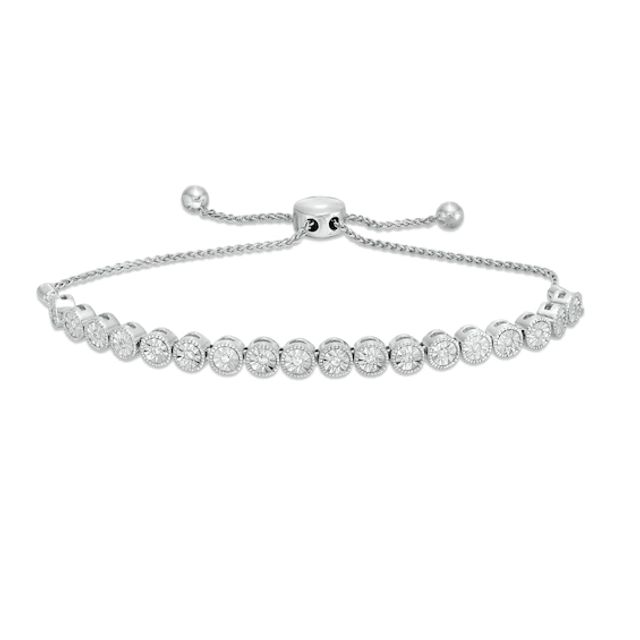 1/10 CT. T.w. Diamond Vintage-Style Bolo Bracelet in Sterling Silver - 9.5"