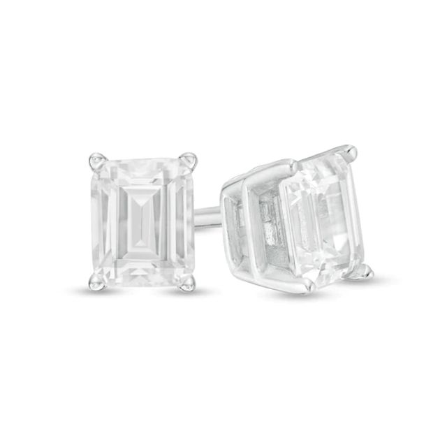 1/2 CT. T.w. Certified Emerald-Cut Diamond Solitaire Stud Earrings in 14K White Gold (I/I1)