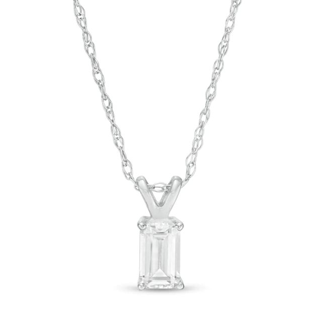 1/2 CT. Certified Emerald-Cut Diamond Solitaire Pendant in 14K White Gold (I/I1)