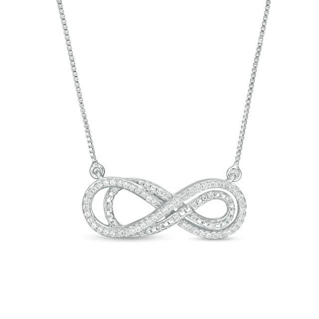 1/4 CT. T.w. Diamond Sideways Layered Infinity Necklace in Sterling Silver