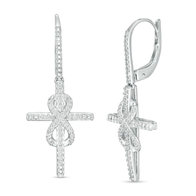 1/3 CT. T.w. Diamond Cross with Infinity Drop Earrings in Sterling Silver