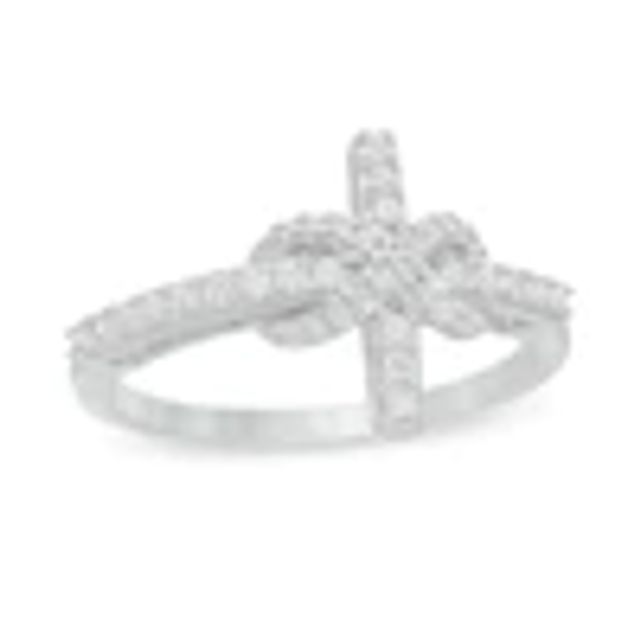 1/4 CT. T.w. Diamond Sideways Cross with Infinity Ring in Sterling Silver