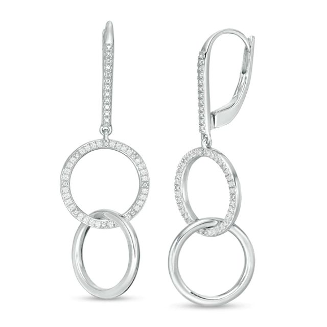 1/5 CT. T.w. Diamond Interlocking Circles Drop Earrings in Sterling Silver