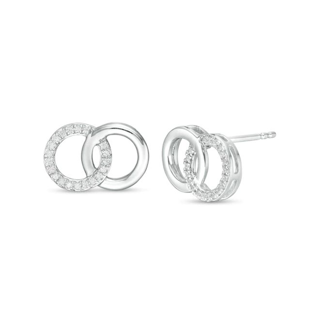 1/8 CT. T.w. Diamond Interlocking Circles Stud Earrings in Sterling Silver