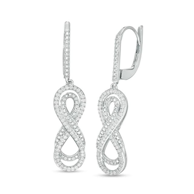 1/3 CT. T.w. Diamond Layered Infinity Drop Earrings in Sterling Silver