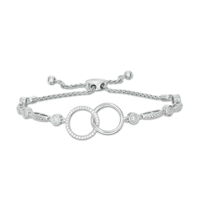 1/4 CT. T.w. Diamond Interlocking Circles Bolo Bracelet in Sterling Silver - 9.0"