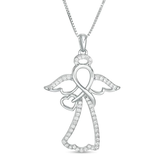 1/4 CT. T.w. Diamond Infinity Angel with Angel Drop Pendant in Sterling Silver