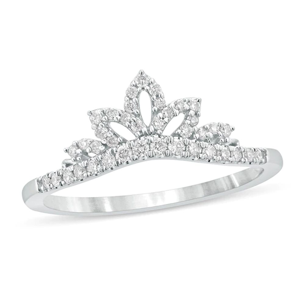 1/5 CT. T.w. Diamond Leaf Tiara Contour Wedding Band in 10K White Gold