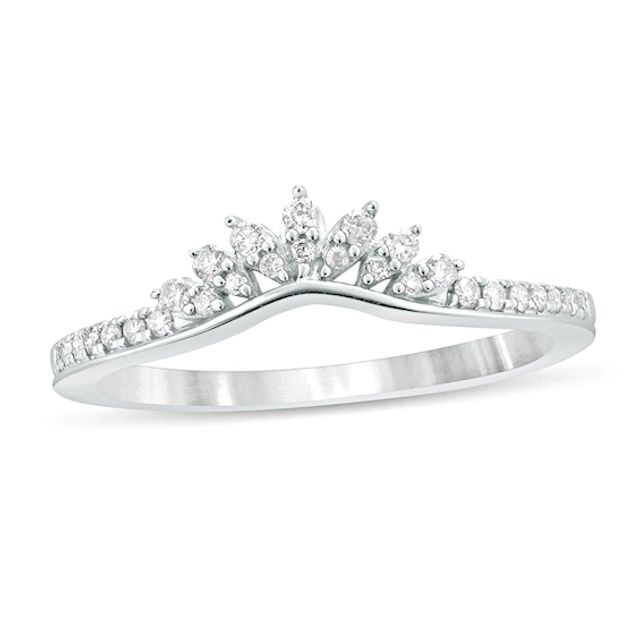 1/6 CT. T.w. Diamond Tiara Contour Wedding Band in 10K White Gold