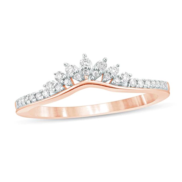 1/6 CT. T.w. Diamond Tiara Contour Wedding Band in 10K Rose Gold