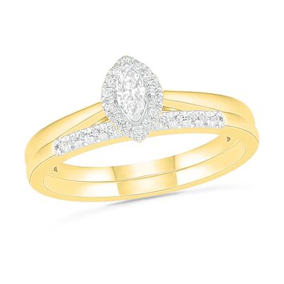 1/4 CT. T.w. Marquise Diamond Frame Bridal Set in 10K Gold