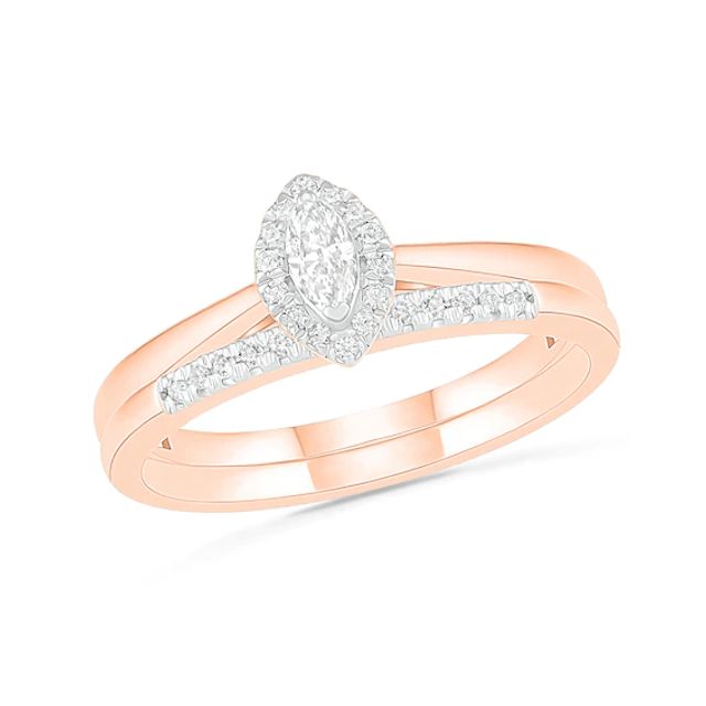 1/4 CT. T.w. Marquise Diamond Frame Bridal Set in 10K Rose Gold