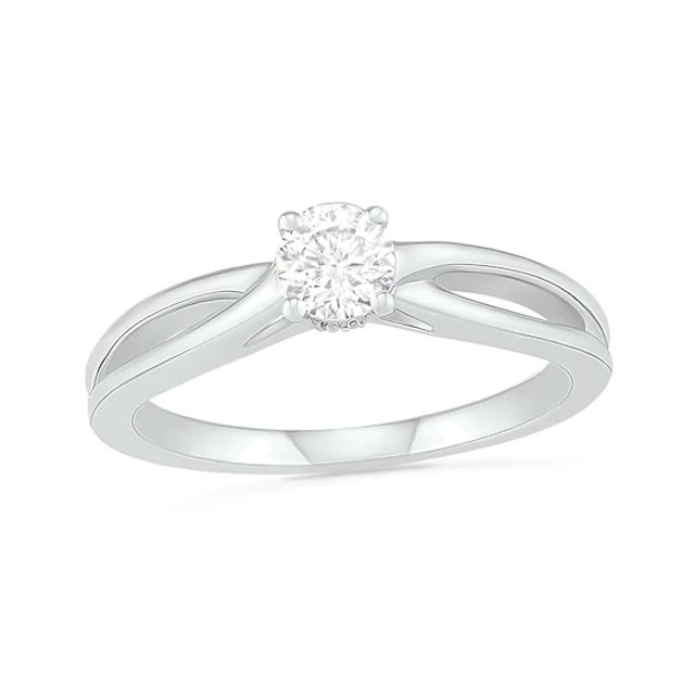 3/8 CT. T.w. Diamond Solitaire Split Shank Engagement Ring in 10K White Gold (J/I3)