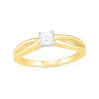 3/8 CT. T.w. Princess-Cut Diamond Solitaire Split Shank Engagement Ring in 10K Gold (J/I3)