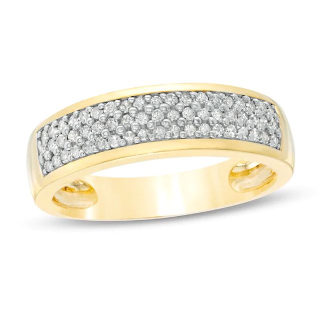 Men's 3/8 CT. T.w. Diamond Triple Row Wedding Band in 10K Gold