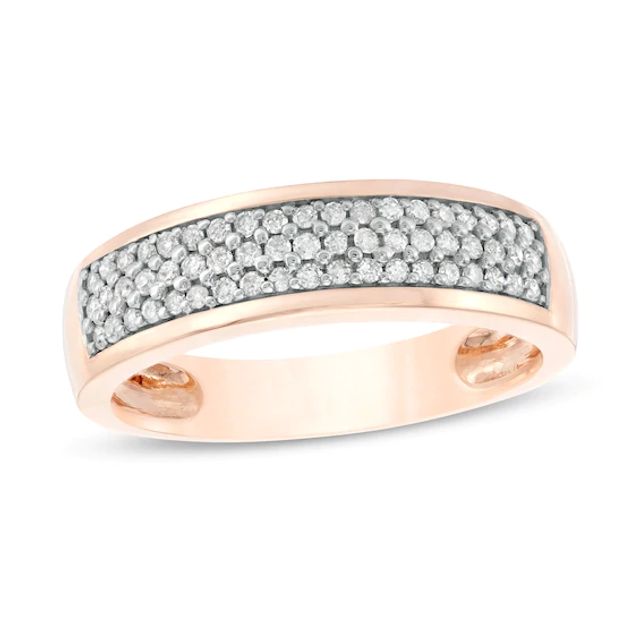 3/8 CT. T.w. Diamond Triple Row Wedding Band in 10K Rose Gold