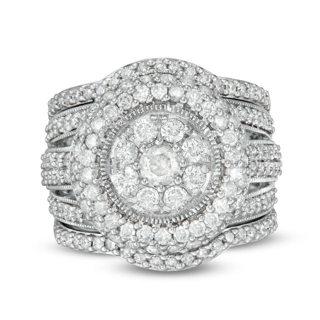 1-1/4 CT. T.W. Diamond Multi-Row Bridal Set in 14K Gold