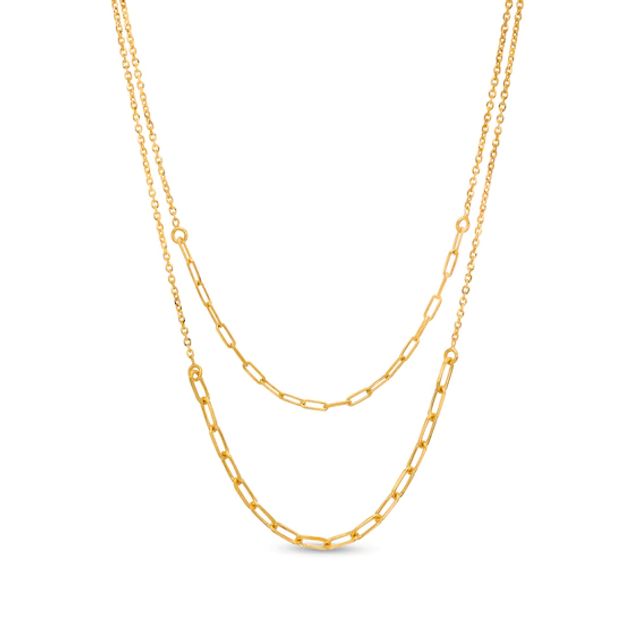 14K Yellow Gold Paper Clip Necklace with Diamonds | Hudson Valley Goldsmith  | New Paltz, NY