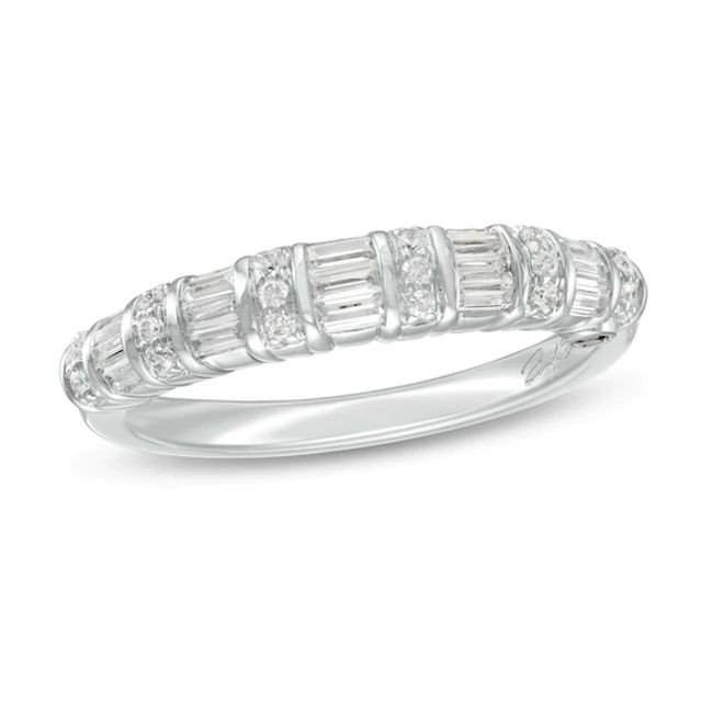 Marilyn Monroeâ¢ Collection 3/8 CT. T.w. Baguette and Round Diamond Multi-Row Band in 14K White Gold