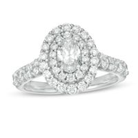 1-1/2 CT. T.w. Certified Oval Lab-Created Diamond Double Frame Engagement Ring in 14K White Gold (F/Vs2)