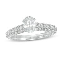 1-1/2 CT. T.w. Certified Oval Lab-Created Diamond Engagement Ring in 14K White Gold (F/Vs2)