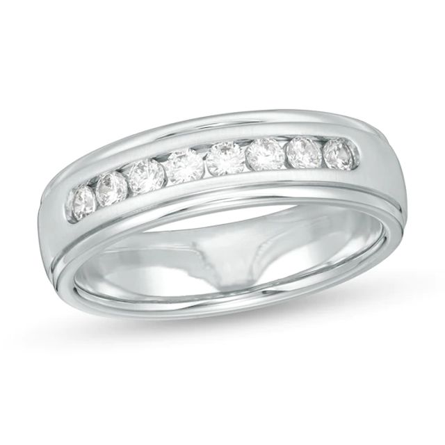 Men's 1/2 CT. T.w. Certified Lab-Created Diamond Wedding Band in 14K White Gold - Size 10